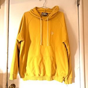 Big Bud Press Hoodie Sun Embroidery Yellow Pullover Sweatshirt | Women's Large